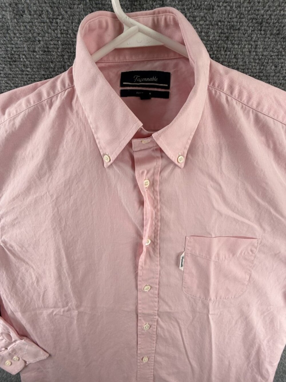 Faconnable Button-Down 4 Cotton Pink Shirt Solid Long Sleeve Pocket Men Adult